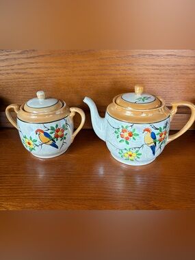 Vintage Handpainted Lusterware Sugar and Creamer